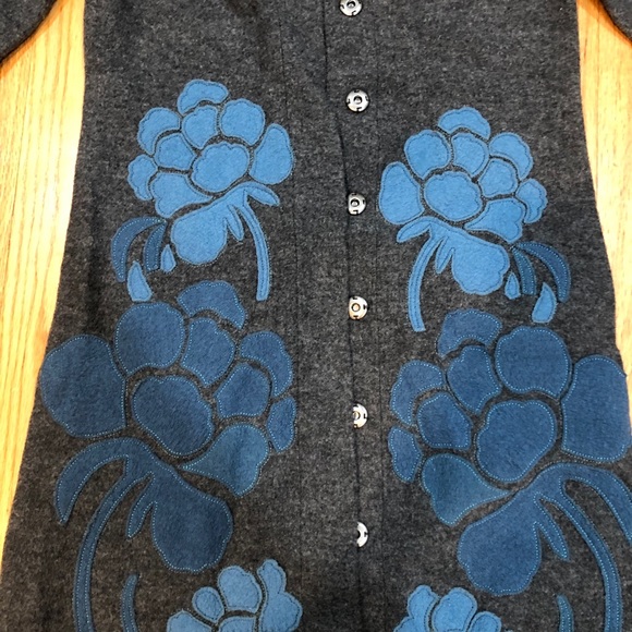 Anthropologie blue & grey merino wool snap jacket - Picture 3 of 14